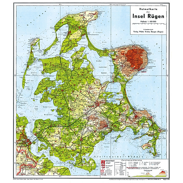 Historische Karte: Insel Rügen 1949 (gerollt)