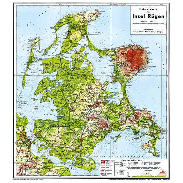 Historische Karte: Insel Rügen 1949 (gerollt)