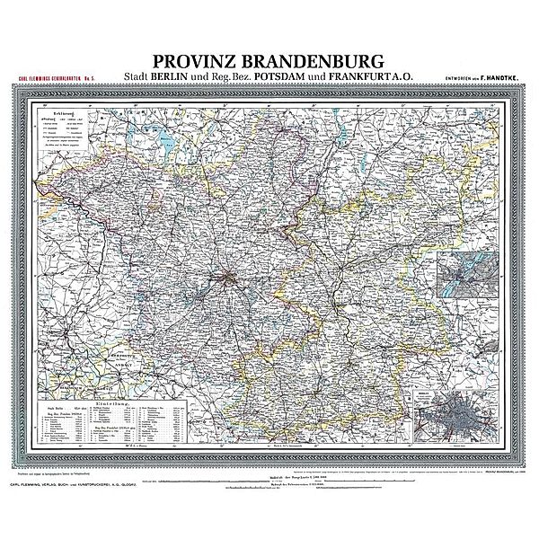 Historische Karte: Provinz BRANDENBURG im Deutschen Reich - um 1900 [gerollt], Friedrich Handtke