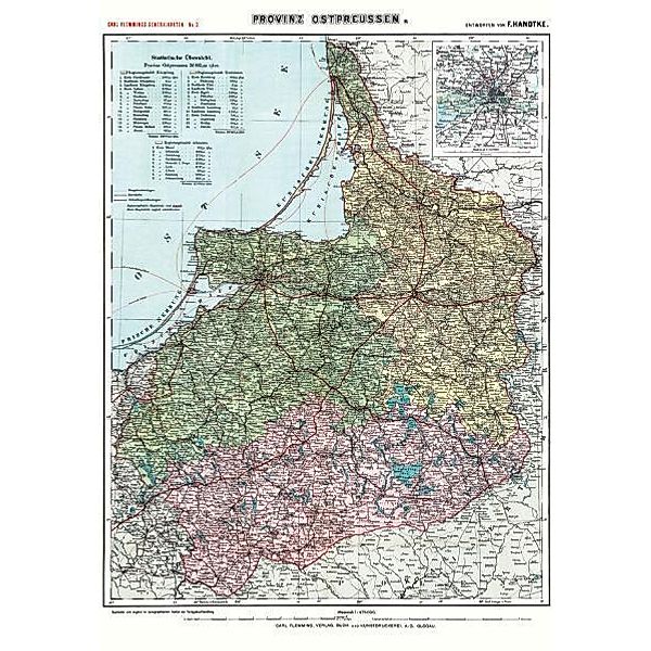 Historische Karte: Provinz Ostpreussen ­ um 1910 (Plano), Friedrich H. Handtke