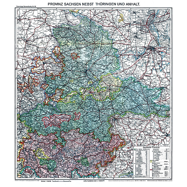 Historische Karte: Provinz SACHSEN nebst Thüringen und Anhalt im Deutschen Reich - um 1913 [gerollt], Friedrich Handtke