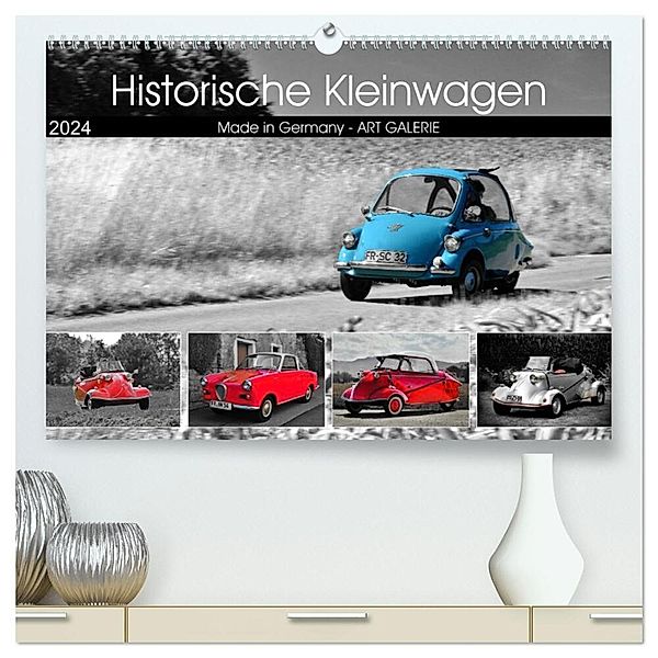 Historische Kleinwagen Made in Germany ART GALERIE (hochwertiger Premium Wandkalender 2024 DIN A2 quer), Kunstdruck in Hochglanz, Ingo Laue