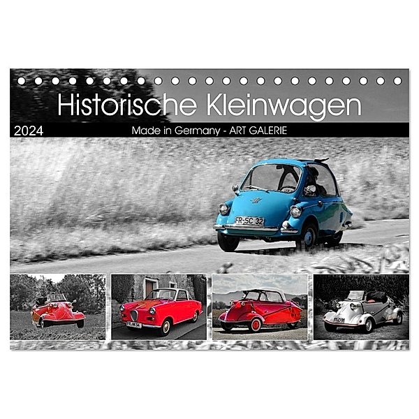 Historische Kleinwagen Made in Germany ART GALERIE (Tischkalender 2024 DIN A5 quer), CALVENDO Monatskalender, Ingo Laue
