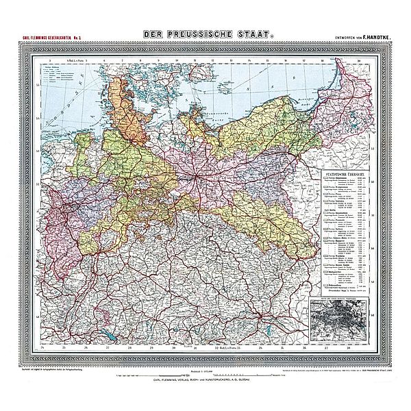 Historische Preussenkarte / DER PREUSSISCHE STAAT - 1905 [gerollt], Friedrich Handtke