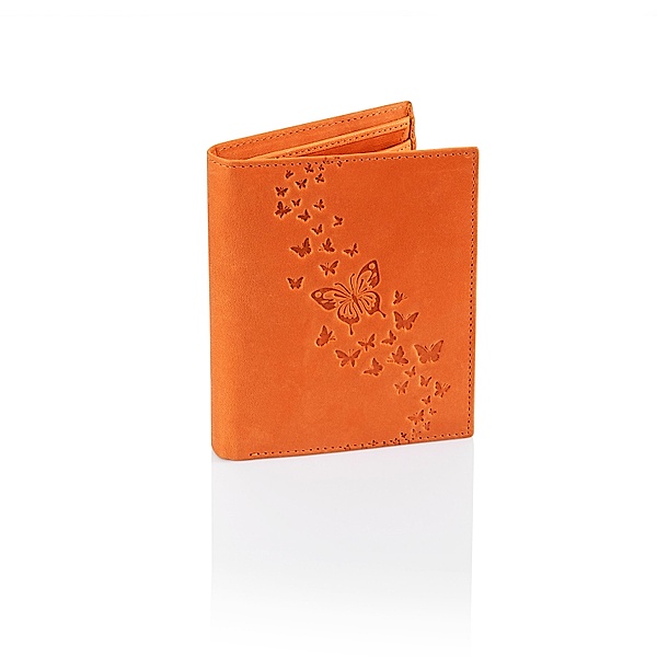 HJP Damen Geldbörse Schmetterling Leder (Farbe: orange)