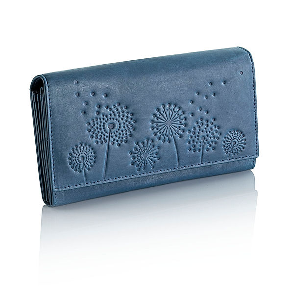 HJP Damengeldbörse Pusteblume Leder (Farbe: jeansblau)