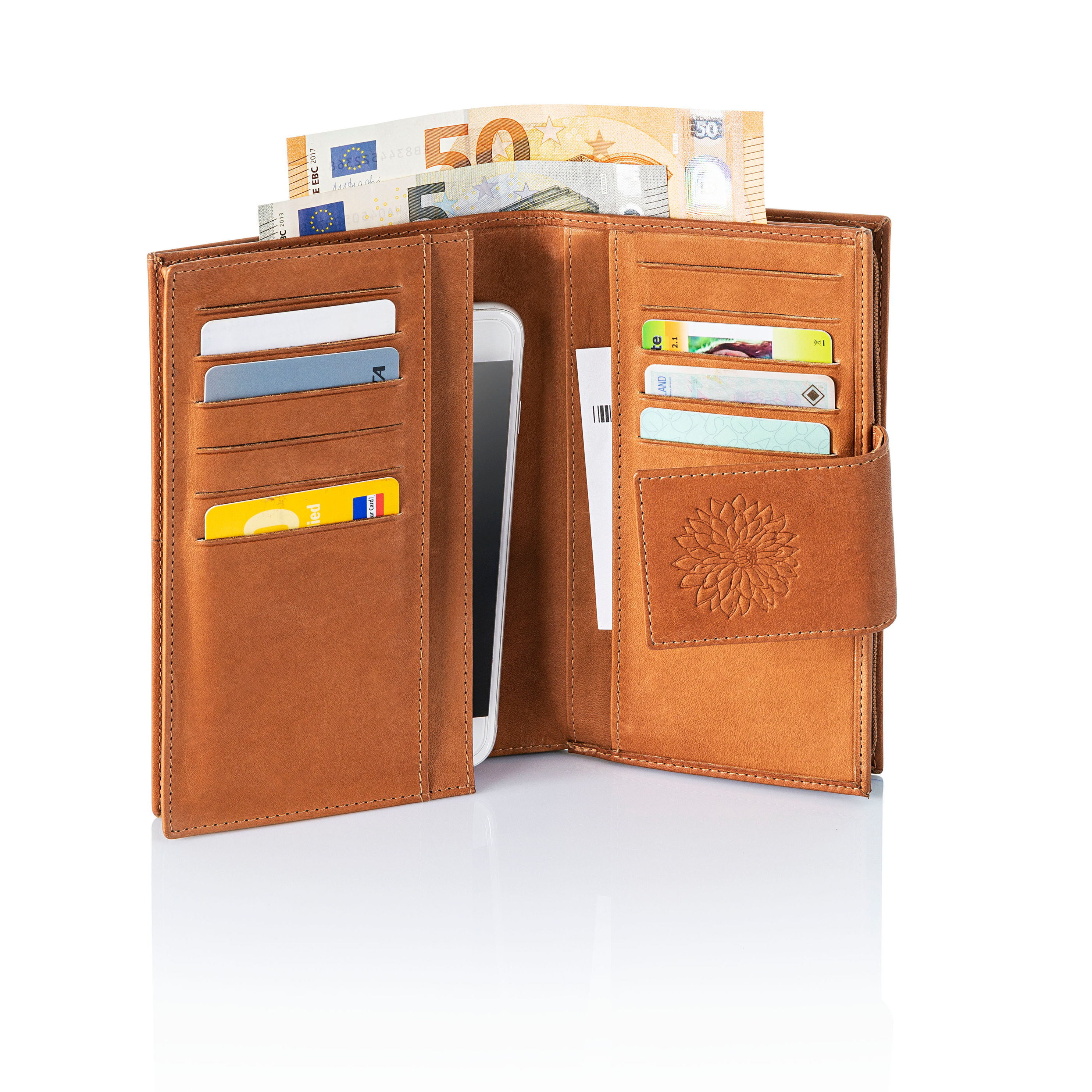 HJP RFID-Geldbörse Dahlie Leder, Farbe: cognac | Weltbild.ch