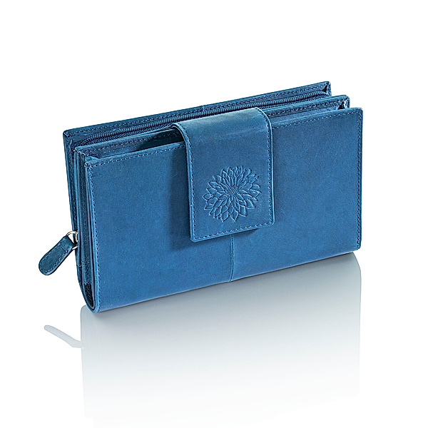 HJP RFID-Geldbörse „Dahlie“ Leder, (Farbe: jeansblau)