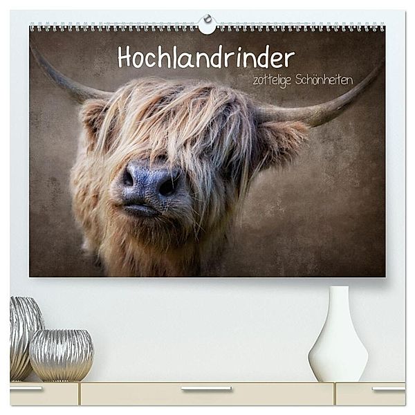 Hochlandrinder - Zottelige Schönheiten (hochwertiger Premium Wandkalender 2024 DIN A2 quer), Kunstdruck in Hochglanz, Claudia Moeckel