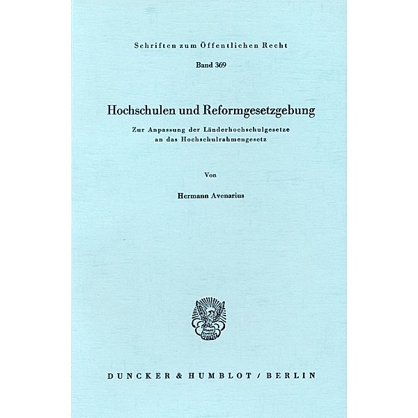 Hochschulen und Reformgesetzgebung., Hermann Avenarius