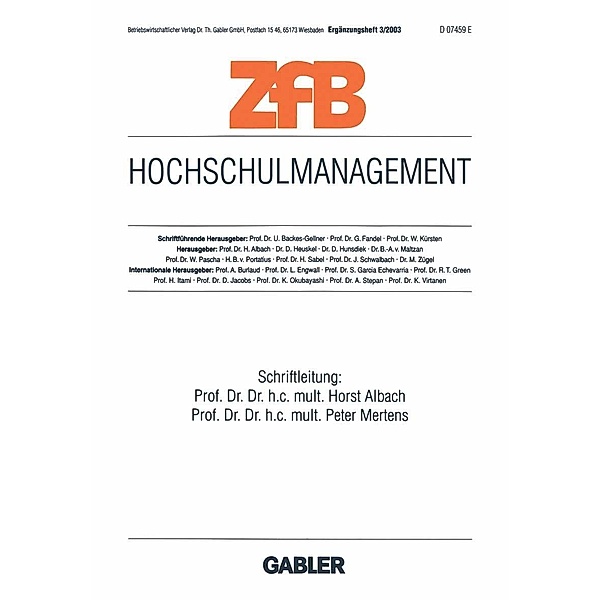 Hochschulmanagement / ZfB Special Issue