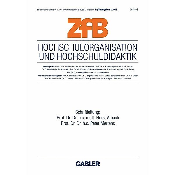 Hochschulorganisation und Hochschuldidaktik / ZfB Special Issue Bd.3