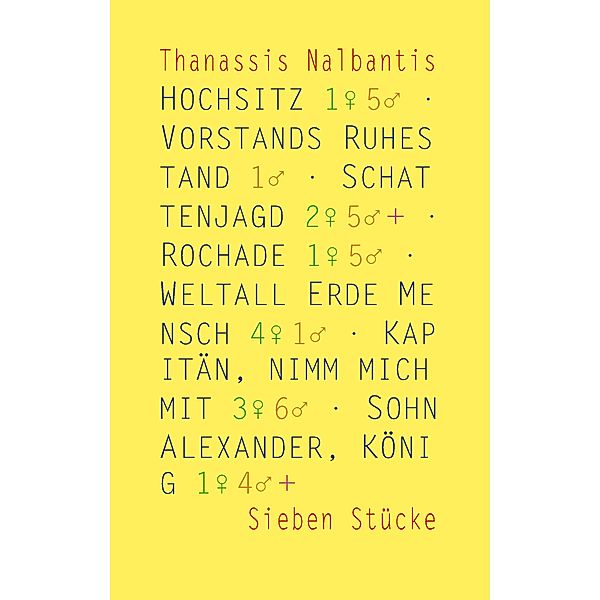 Hochsitz · Vorstands Ruhestand · Schattenjagd · Rochade · Weltall Erde Mensch · Kapitän, nimm mich mit · Sohn Alexander,, Thanassis Nalbantis