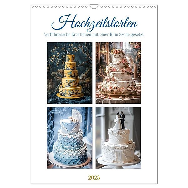 Hochzeitstorten - Verführerische Kreationen mit einer KI in Szene gesetzt (Wandkalender 2025 DIN A3 hoch), CALVENDO Monatskalender, Calvendo, Steffen Gierok-Latniak