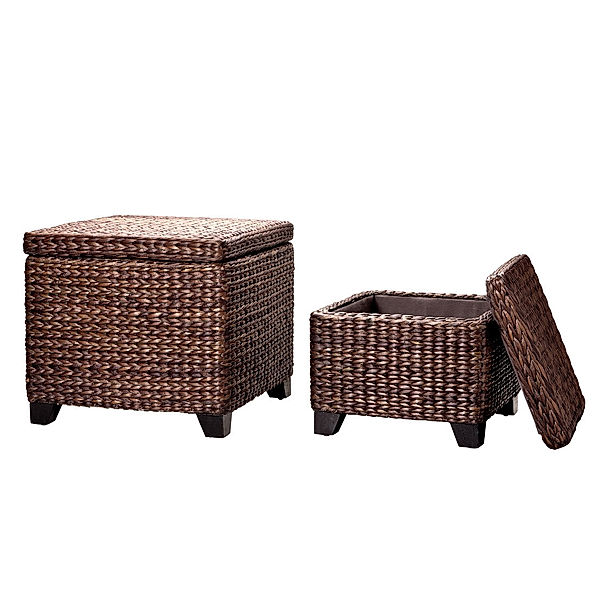 Hocker aus Naturgeflecht, 2er-Set