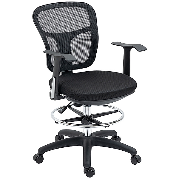 Höhenverstellbarer Bürostuhl mit Füßstütze schwarz (Farbe: schwarz)
