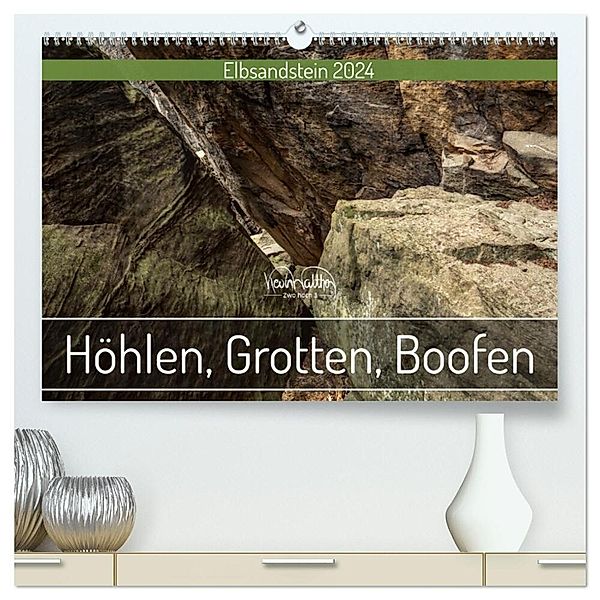 Höhlen, Grotten, Boofen - Elbsandstein (hochwertiger Premium Wandkalender 2024 DIN A2 quer), Kunstdruck in Hochglanz, Kevin Walther