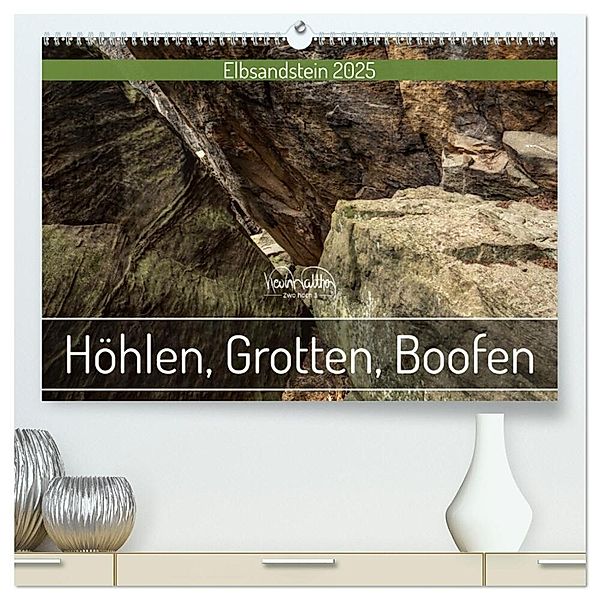 Höhlen, Grotten, Boofen - Elbsandstein (hochwertiger Premium Wandkalender 2025 DIN A2 quer), Kunstdruck in Hochglanz, Calvendo, Kevin Walther