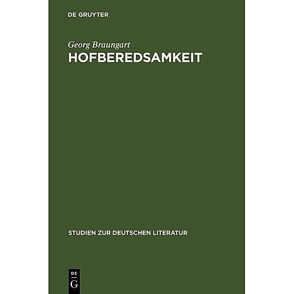 Hofberedsamkeit / Studien zur deutschen Literatur Bd.96, Georg Braungart