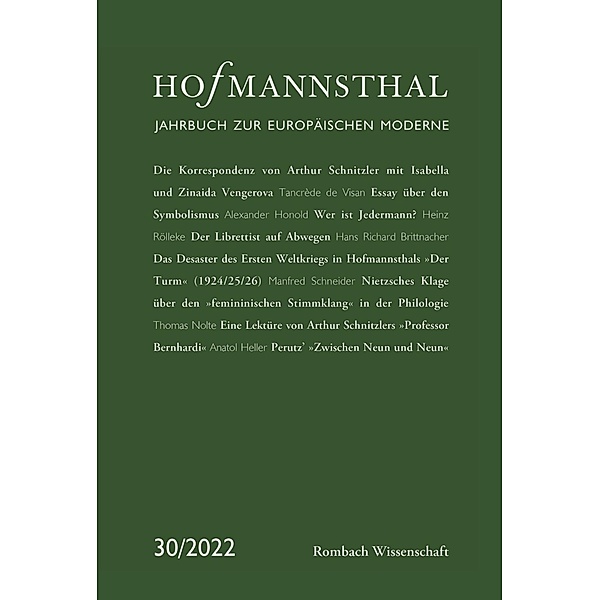Hofmannsthal - Jahrbuch zur europäischen Moderne / Hofmannsthal. Jahrbuch zur europäischen Moderne Bd.30