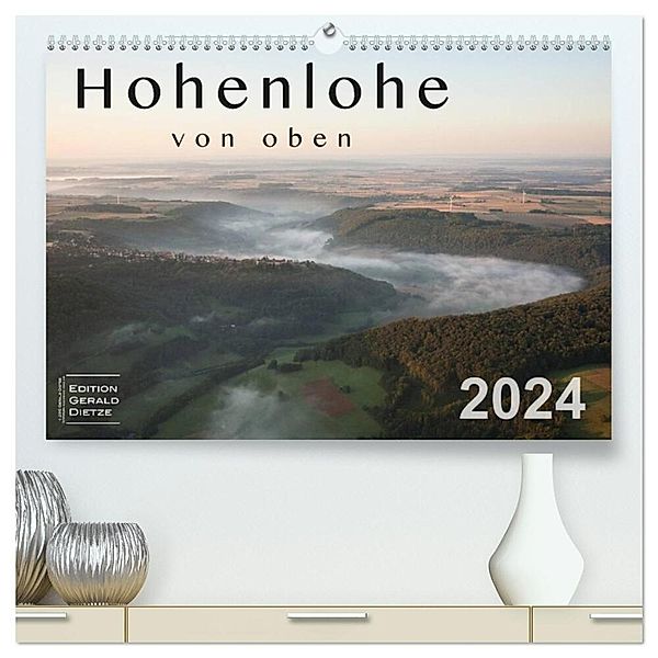 Hohenlohe von oben (hochwertiger Premium Wandkalender 2024 DIN A2 quer), Kunstdruck in Hochglanz, Gerald Dietze