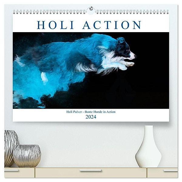 Holi Action (hochwertiger Premium Wandkalender 2024 DIN A2 quer), Kunstdruck in Hochglanz, Fotodesign Verena Scholze