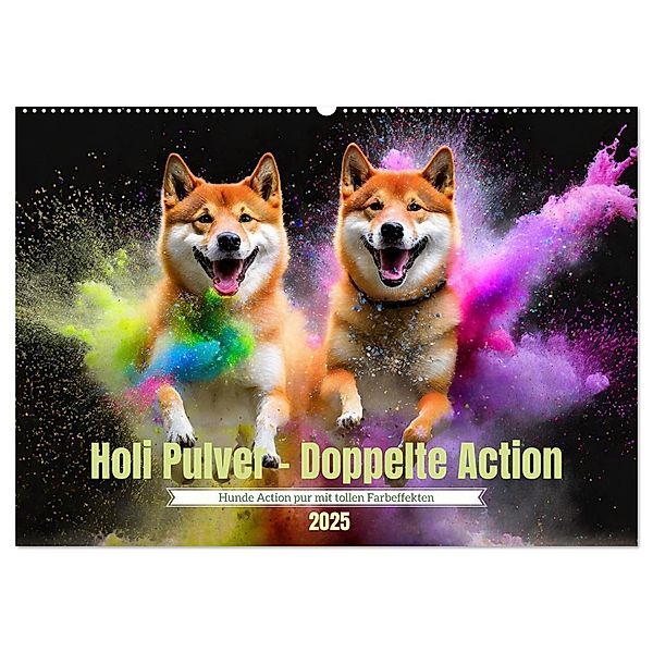 Holi Pulver - Doppelte Action (Wandkalender 2025 DIN A2 quer), CALVENDO Monatskalender, Calvendo, Fotodesign Verena Scholze