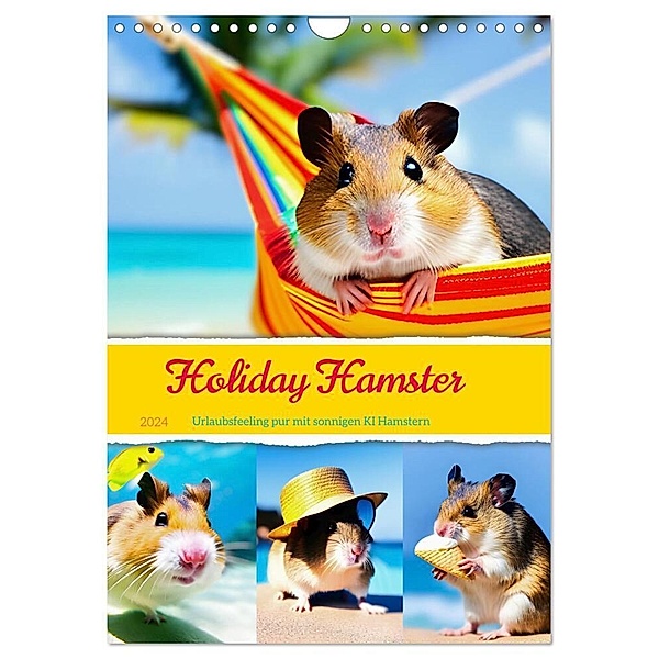 Holiday Hamster - Urlaubsfeeling pur mit sonnigen KI Hamstern (Wandkalender 2024 DIN A4 hoch), CALVENDO Monatskalender, Fred Schimak