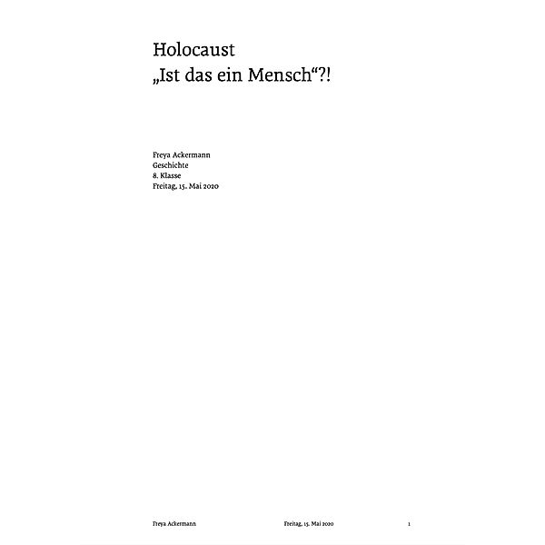 Holocaust / FA/Portfolios Bd.3, Freya Ackermann