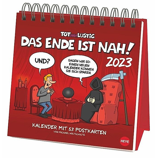 Holtschulte: Tot aber lustig Premium-Postkartenkalender 2023. Humorvoller Kalender zum Aufstellen oder Aufhängen. Kleine
