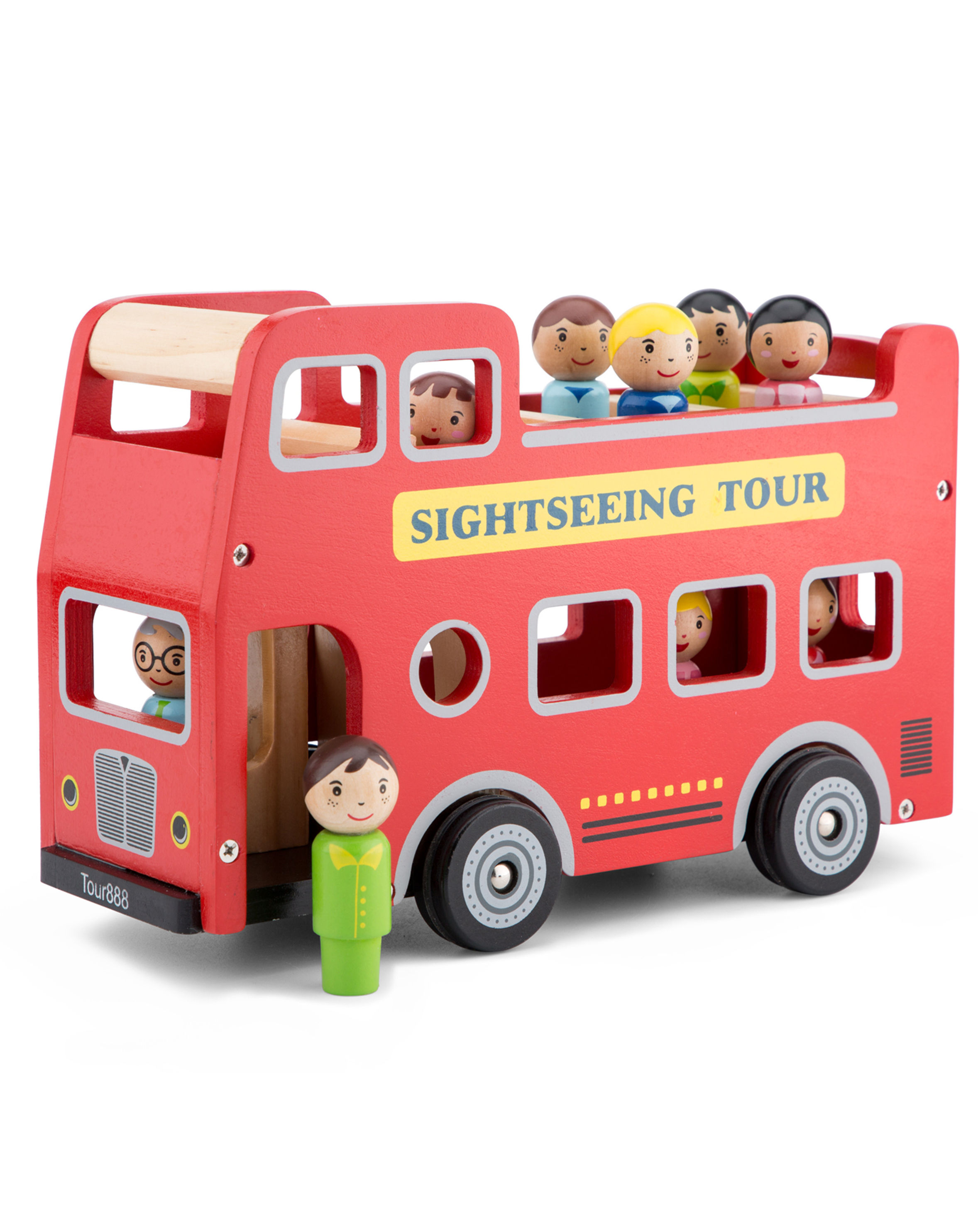 Holz-Bus SIGHTSEEING mit Figuren in rot kaufen | tausendkind.de