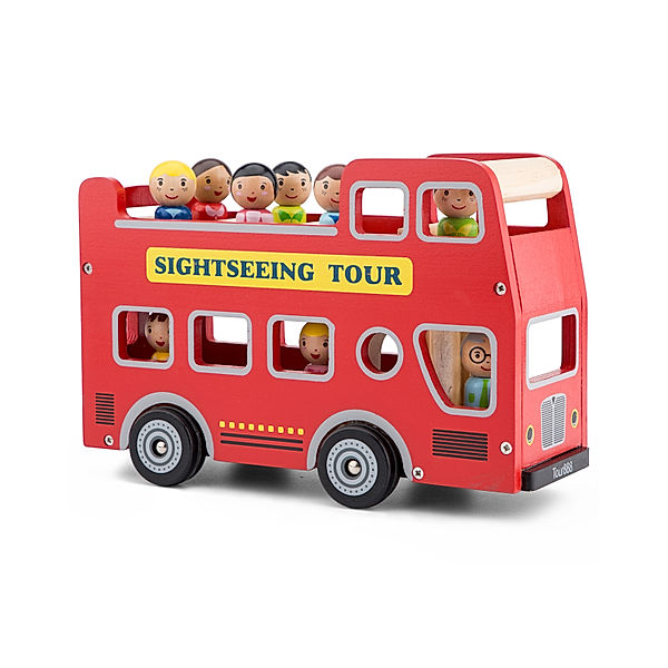 New Classic Toys Holz-Bus SIGHTSEEING mit Figuren in rot