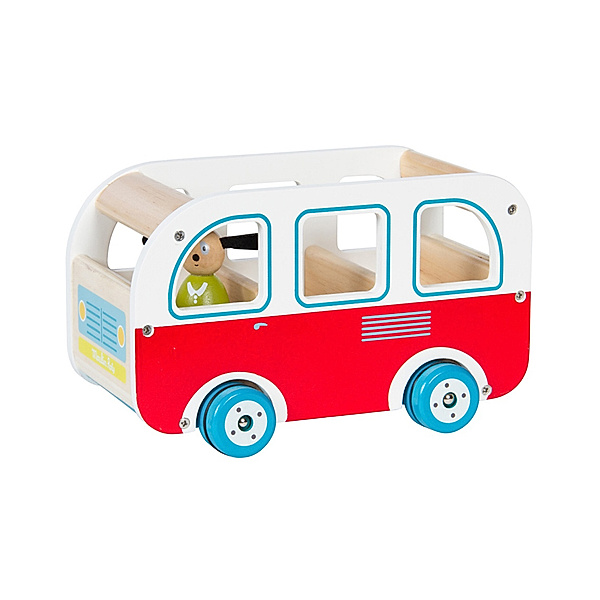 Moulin Roty Holz-Bus SIGHTSEEING mit Spielfigur 2-teilig in rot