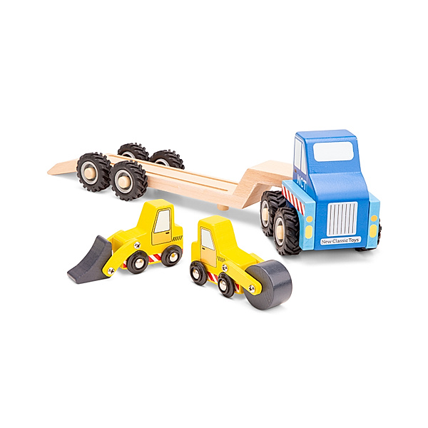 New Classic Toys Holz-Fahrzeug TRANSPORTER mit Baustellenfahrzeugen