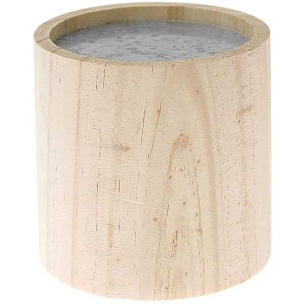 Holz Kerzenhalter rund, Ø 8,5 cm, H 8,5 cm, für Kerzen Ø 7 cm