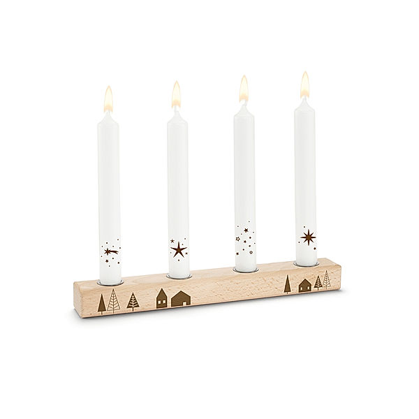 Holz-Kerzenleuchter mit vier Kerzeneinsätzen
