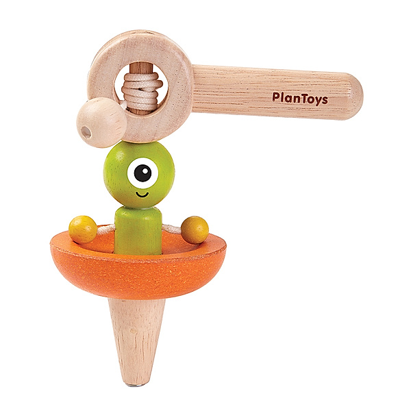 Plan Toys Holz-Kreisel ALIEN 2-teilig in orange