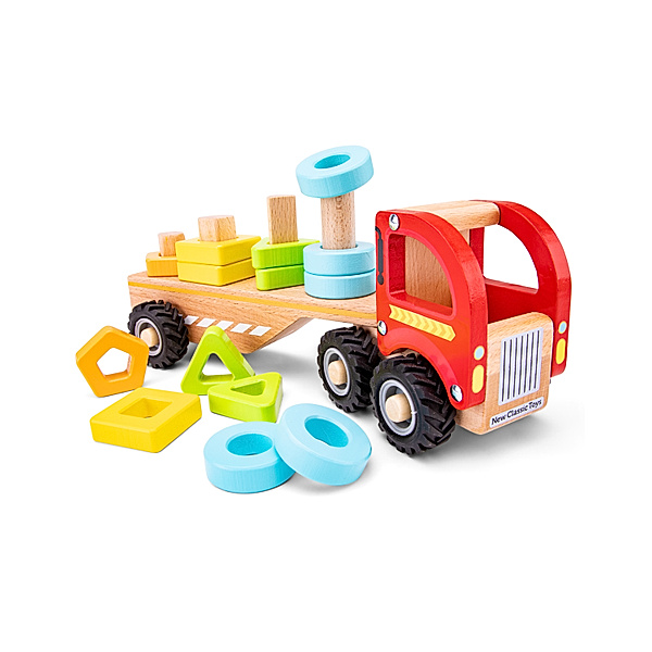 New Classic Toys Holz-Lastwagen GEOMIC mit Formensteckspiel