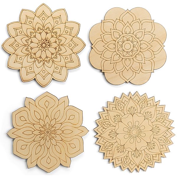 Holz Mandalas 4er-Set, je Ø 20 cm