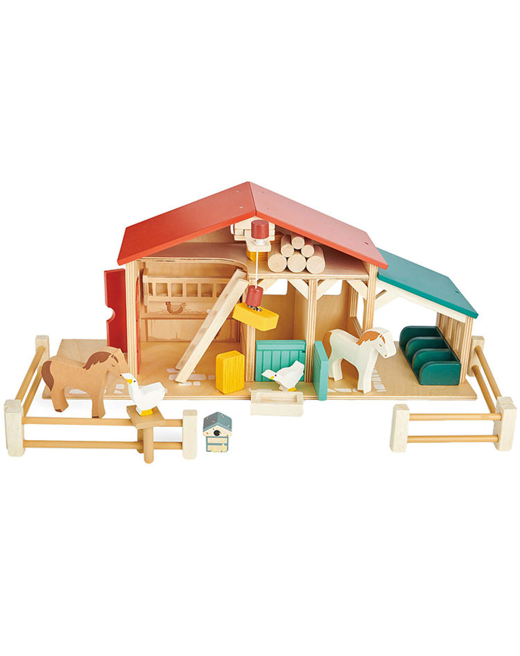 Holz-Spielzeug BAUERNHOF mit Zubehör kaufen | tausendkind.de