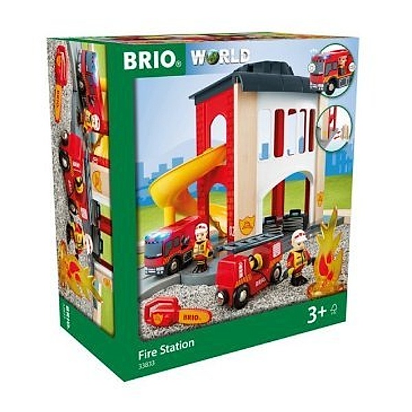 Brio Holz-Spielzeug GROßE FEUERWEHR-STATION 12-teilig in bunt, BRIO®