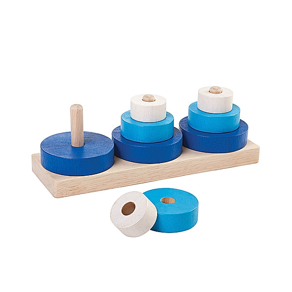 Plan Toys Holz-Stapelspiel TRIO 10-teilig in blau