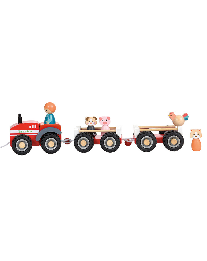 Spielset Bauernhof NEU Traktor mit 3 Anhängern 4 teiliges Set für Kinder 