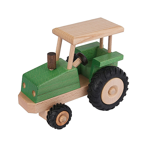 Beck Holz-Traktor lenkbar in grün-natur