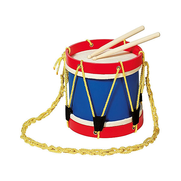Goki Holz-Trommel zum Umhängen in blau/rot