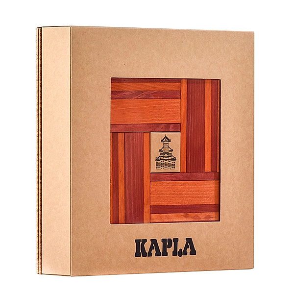 KAPLA® Holzbauplättchen FARBE 40-teilig mit Bastelbuch in rot/orange