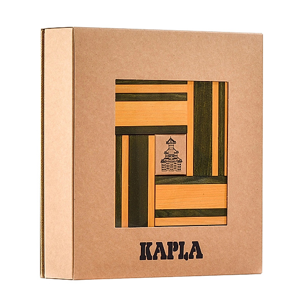 KAPLA® Holzbauplättchen FARBE 40-teilig mit Bastelbuch in gelb/grün