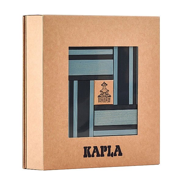 KAPLA® Holzbauplättchen FARBE 40-teilig mit Bastelbuch in hellblau/dunkelblau