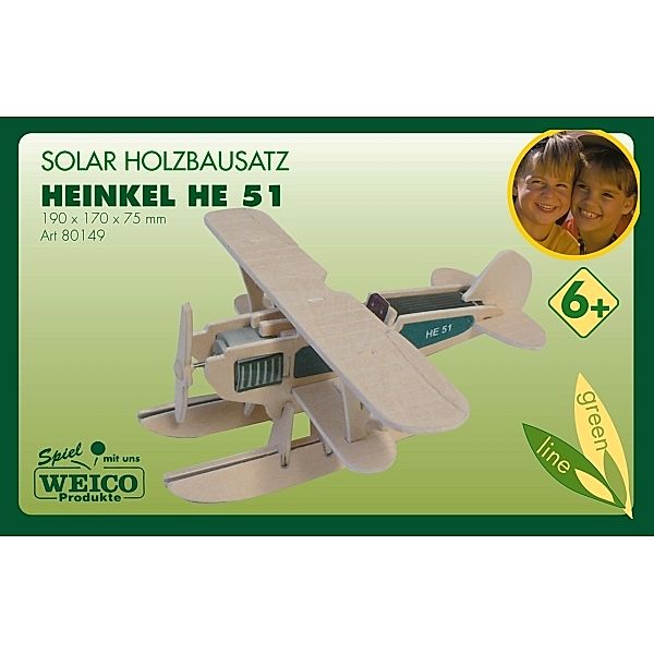 Holzbausatz Solar Wasserflugzeug Heinkel HE51 mit Motor