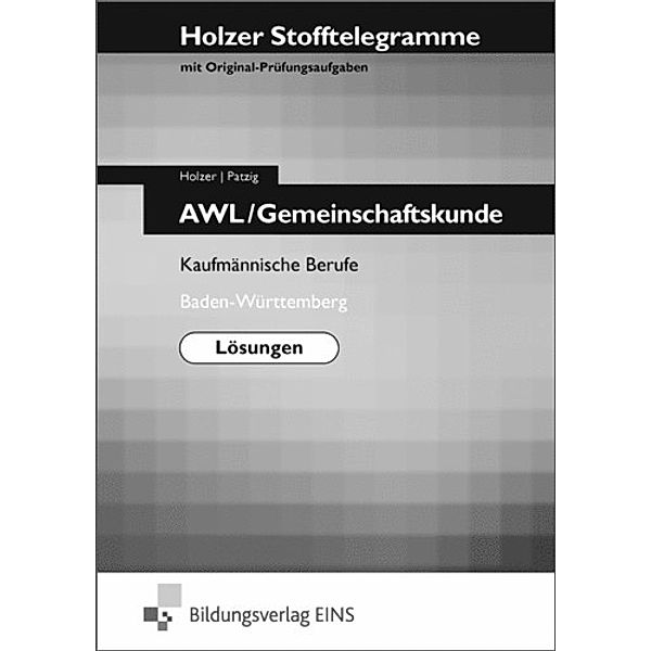 Holzer Stofftelegramme: AWL/Gemeinschaftskunde, Kaufmännische Berufe Baden-Württemberg, Lösungen, Markus Bauder, Volker Holzer, Thomas Paaß, Ulrich Patzig, Christian Seifritz